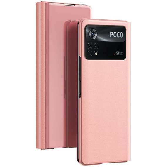 Чехол до Xiaomi Poco X4 Pro 5G, Clear View, розовый rose gold