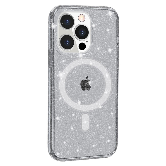 Чехол до iPhone 14 Pro, Dropproof MagSafe Glitter, чёрный