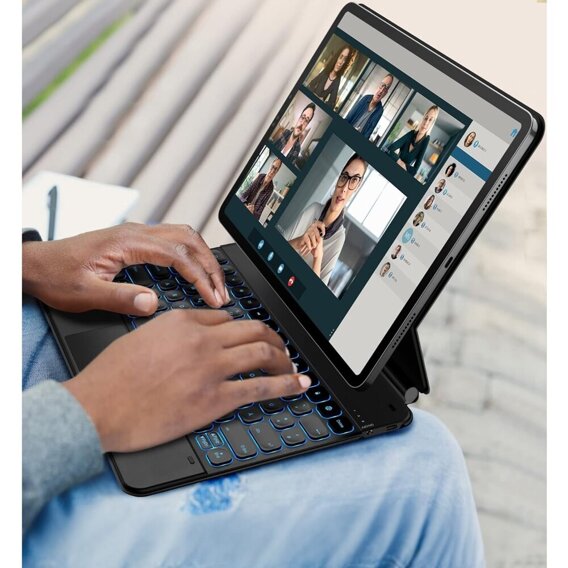 Чехол + клавиатура Samsung Galaxy Tab S9+/ S8+/ S7+/ S7 FE, Dexnor Magnetic Keyboard Touchpad, синий