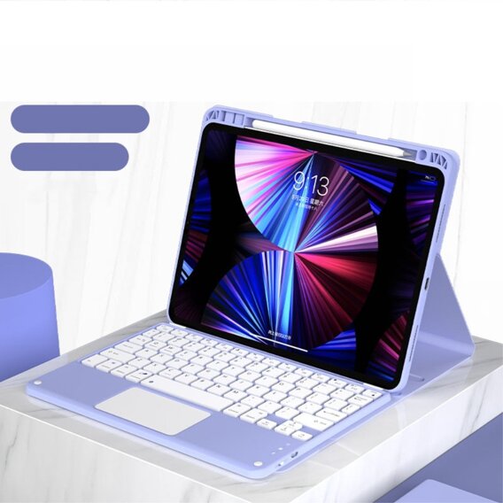 Чехол + клавиатура iPad 10.2 2021 / 2020 / 2019 / Air 10.5 2019, Leather Pen Slot TouchPad, фиолетовый