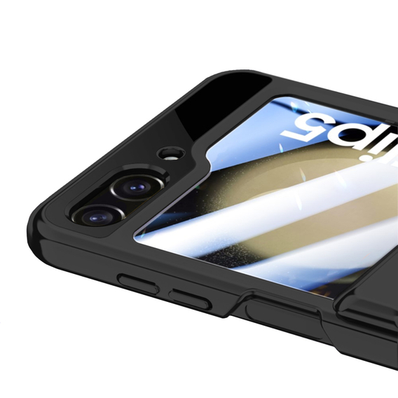Чехол со стеклом для Samsung Galaxy Z Flip5 5G, PC Case, чёрный