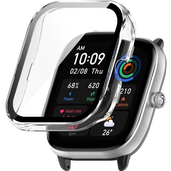 Чехол + стекло 2-в-1 для Huami Amazfit GTS 4 Mini, Transparent