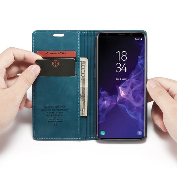 Чехол CASEME для Samsung Galaxy S9, Leather Wallet Case, синий