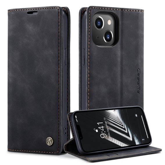 Чехол CASEME для iPhone 14, Leather Wallet Case, чёрный