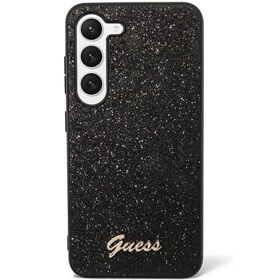 Чехол GUESS до Galaxy S24+ Plus, Glitter Script Hardcase, чёрный