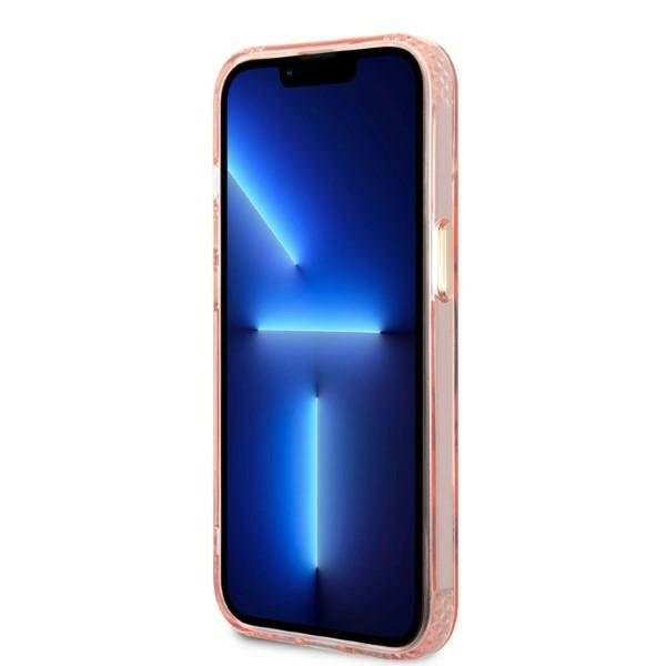 Чехол GUESS до iPhone 13, Gold Outline Translucent MagSafe, розовый