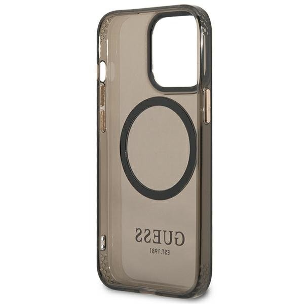 Чехол GUESS до iPhone 13 Pro, Gold Outline Translucent MagSafe, чёрный