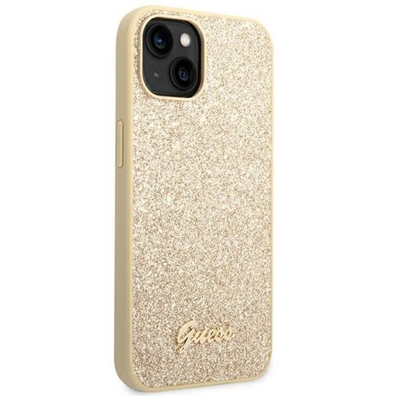 Чехол GUESS до iPhone 14 Plus, Glitter Script Hardcase, золотой