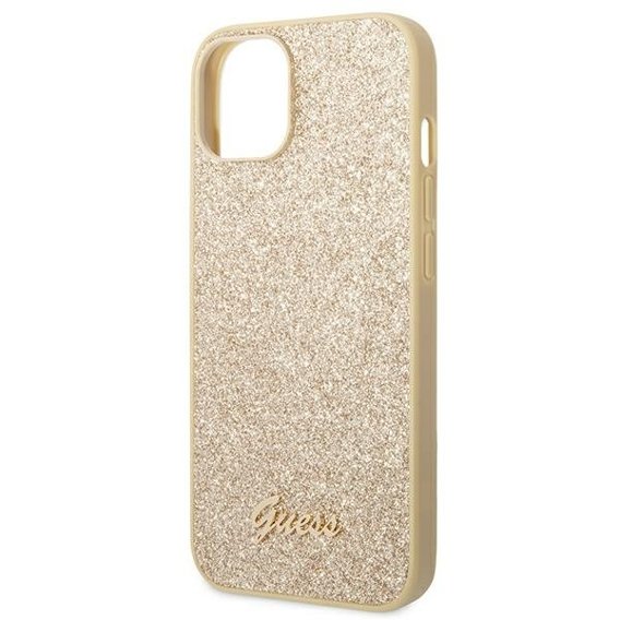 Чехол GUESS до iPhone 14 Plus, Glitter Script Hardcase, золотой