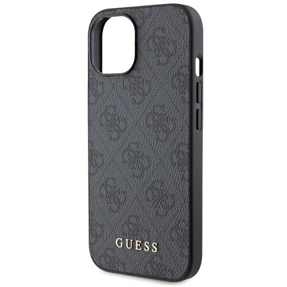 Чехол GUESS до iPhone 15 Plus, 4G Metal Gold Logo, серый