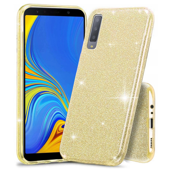 Чехол Glitter Case до Samsung Galaxy A7 2018, Gold