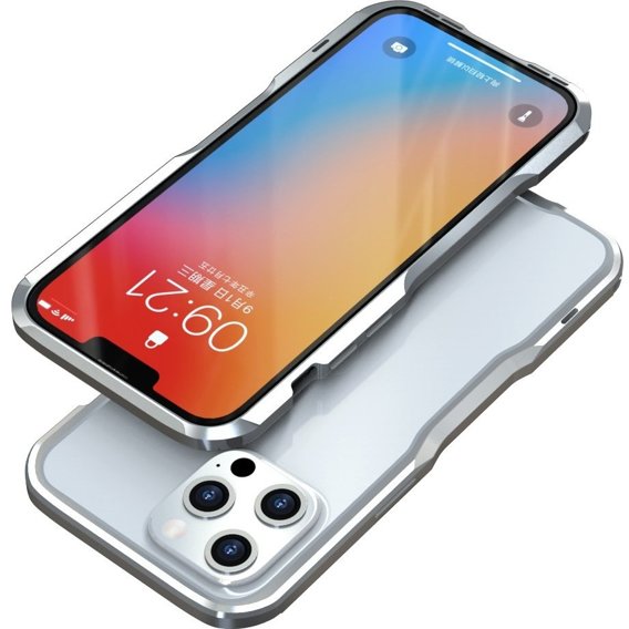 Чехол LUPHIE для iPhone 13 Pro Max, Armor Bumper, серебряный