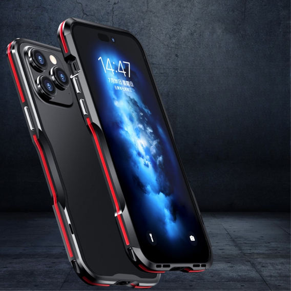 Чехол LUPHIE для iPhone 14 Pro, Armor Bumper, чёрный / красный