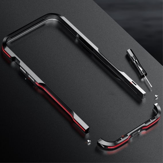 Чехол LUPHIE для iPhone 15 Plus, Armor Bumper, черный / красный 