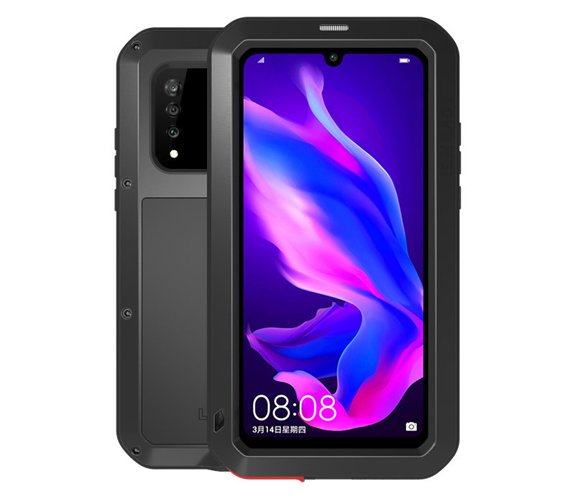 Чехол Love Mei до Huawei P30 Lite/ Nova 4e, armored with glass, чёрный