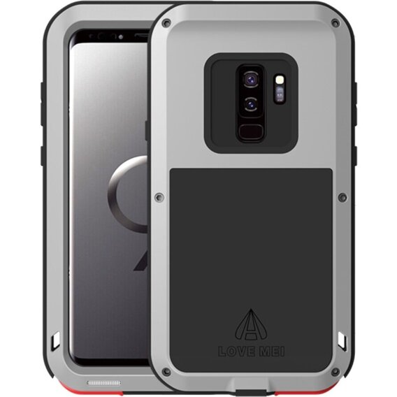 Чехол Love Mei до Samsung Galaxy S9+ Plus, armored with glass, серебряный
