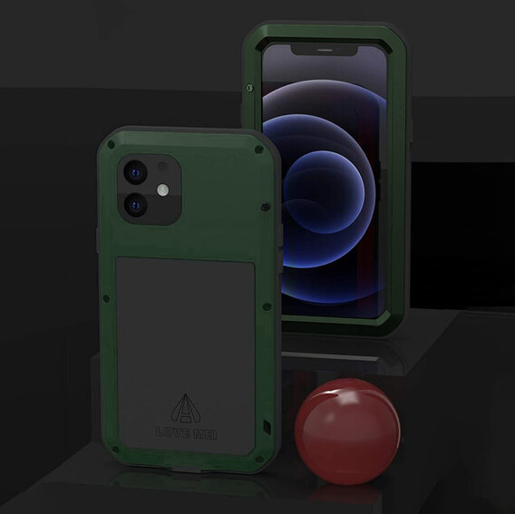 Чехол Love Mei до iPhone 12 Mini, armored with glass, зелёный