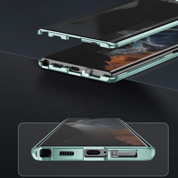 Чехол Magnetic Dual Glass MagSafe для Samsung Galaxy S24 Ultra, зелёный