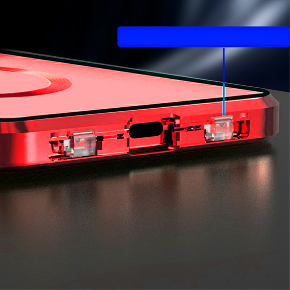 Чехол Magnetic Dual Glass MagSafe для iPhone 15 Pro Max, красный