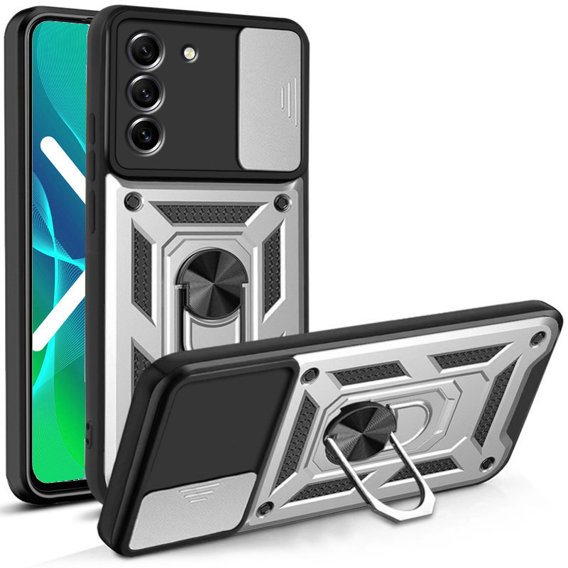Чехол NOX Camera Slide Samsung Galaxy S21 FE, CamShield Slide, серебро