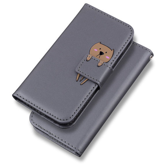 Чехол Wallet до Xiaomi Redmi 9A, Teddy, Grey