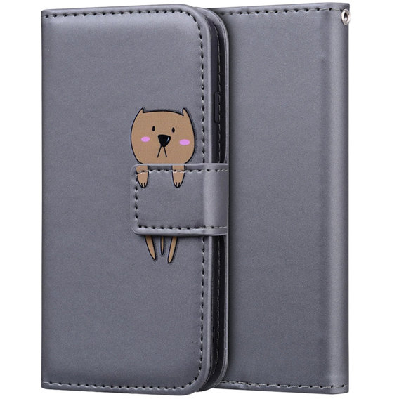 Чехол Wallet до Xiaomi Redmi 9A, Teddy, Grey