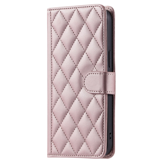 чехол-крышка для iPhone 16 Plus, Rhombus Crossbody Leather, розовый rose gold