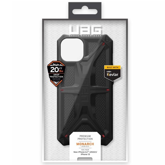 чехол Urban Armor Gear для iPhone 13 / 14, Monarch, Kevlar чёрный