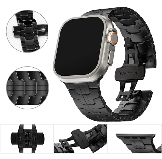   Браслет Stainless Segments до Apple Watch 7/6/5/4/SE/3/2/1 45/44/42mm, Black