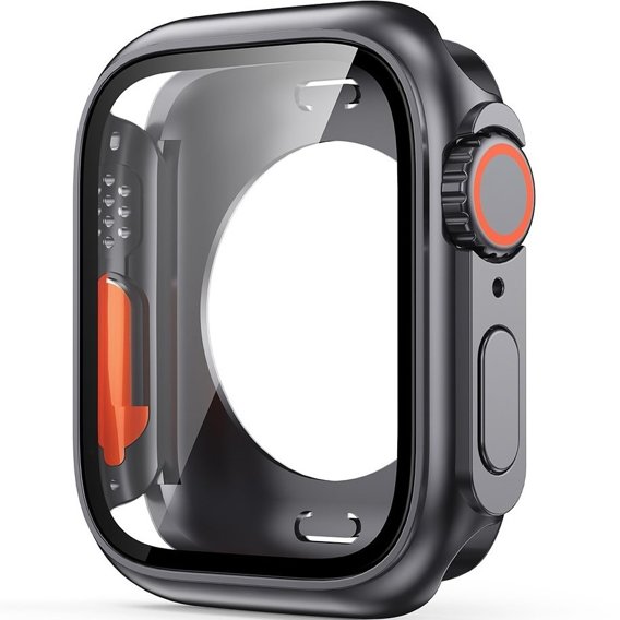 2в1 чехол и защитное стекло для часов Apple Watch 6/5/4/SE 40MM, Original Black/Orange
