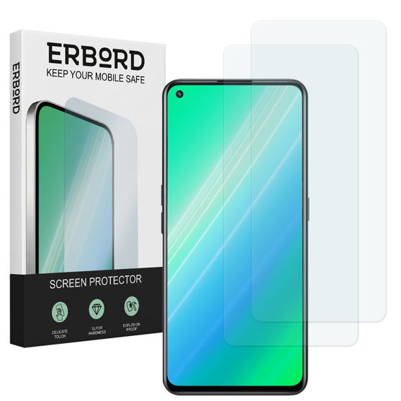 2x Закаленное стекло для Realme GT 2 / GT Neo 2, ERBORD 9H Hard Glass на экране