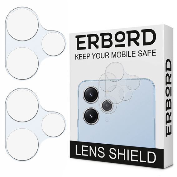 2x закаленное стекло ERBORD для камеры Xiaomi Redmi 12, прозрачный
