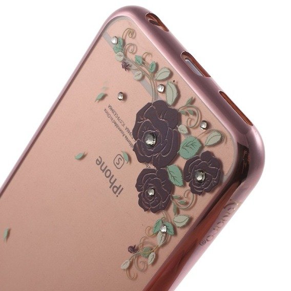 Etui KAVARO Swarovski Rose Gold Gel Case Apple iPhone 6 / 6s 4.7 - Black Blossom