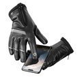 Кожаные тактильные перчатки на велосипед- Black/Размер XXL