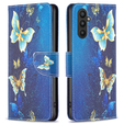 Откидной чехол для Samsung Galaxy A25 5G, Wallet, butterfly, синий + 9H стекло  