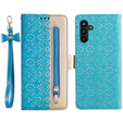 Откидной чехол для Samsung Galaxy A34 5G, Wallet Pocket, Zipper Lace, синий