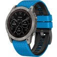 Силиконовый ремешок для Garmin Tactix 7 Pro / Fenix 7X / 6X Pro / 5X Plus, синий / черный