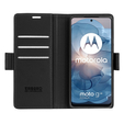 Чехол для Motorola Moto G24 Power, ERBORD Glossy Litchi, кошелек с клапаном, чёрный