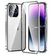 Чехол для iPhone 13 Pro Max, Magnetic Dual Glass, серебряный