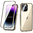 Чехол для iPhone 14 Pro, Magnetic Dual Glass, золотой