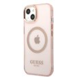 Чехол GUESS до iPhone 13, Gold Outline Translucent MagSafe, розовый