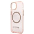 Чехол GUESS до iPhone 13, Gold Outline Translucent MagSafe, розовый