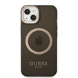 Чехол GUESS до iPhone 13, Gold Outline Translucent MagSafe, чёрный