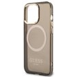 Чехол GUESS до iPhone 13 Pro, Gold Outline Translucent MagSafe, чёрный