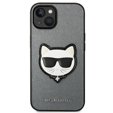 Чехол Karl Lagerfeld до iPhone 14 Plus, Saffiano Choupette Head Patch, серебряный