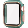 2в1 чехол и защитное стекло для часов Apple Watch 4/5/6/SE 40mm, Green / Gold