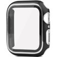 2в1 чехол и защитное стекло для часов Apple Watch 4/5/6/SE 44mm, Black / Silver