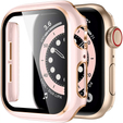 2в1 чехол и защитное стекло для часов Apple Watch 4/5/6/SE 44mm, Pink / Gold