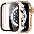 2в1 чехол и защитное стекло для часов Apple Watch 4/5/6/SE 44mm, White / Gold