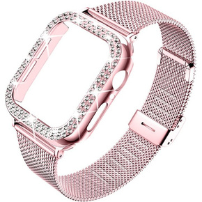 Металический браслет с чехлом для часов Apple Watch 10 46mm, Pink